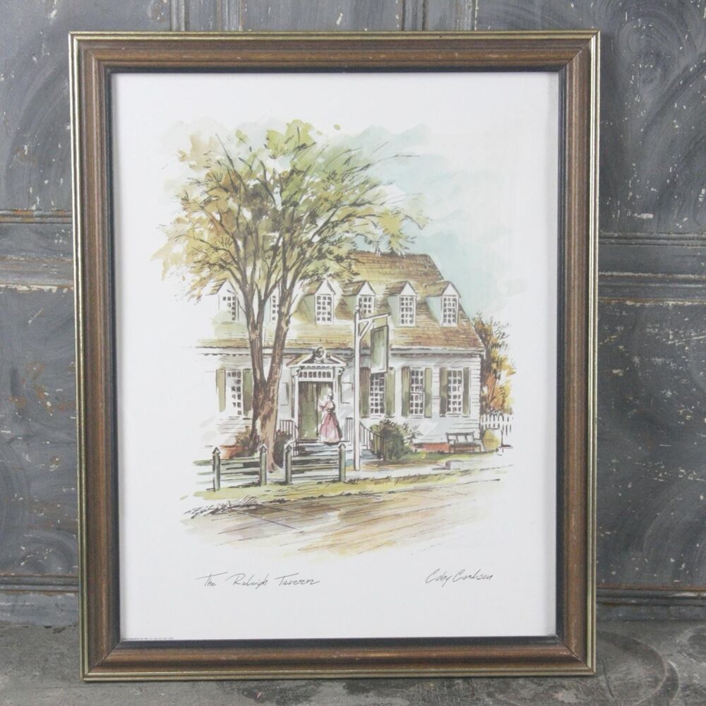 Framed Print of The Raleigh Tavern by Coby Carlson, vintage